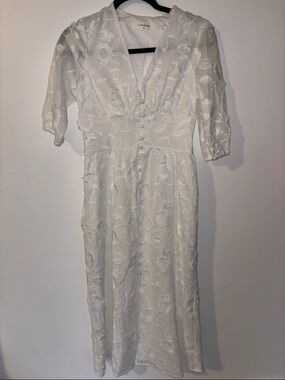 Commense ivory  Floral Embroidered Midi Dress size XS